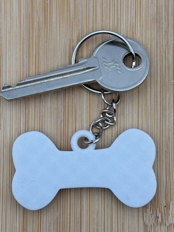 Dog Bone 3D Key Ring Key Chain Black And White Plastic