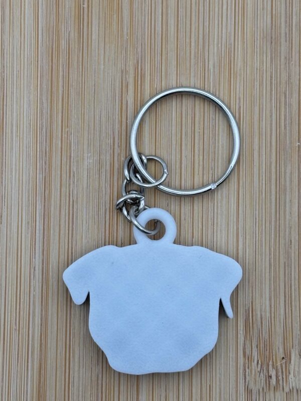 Pug Dog Face 3D Key Ring Key Chain Black And White Plastic