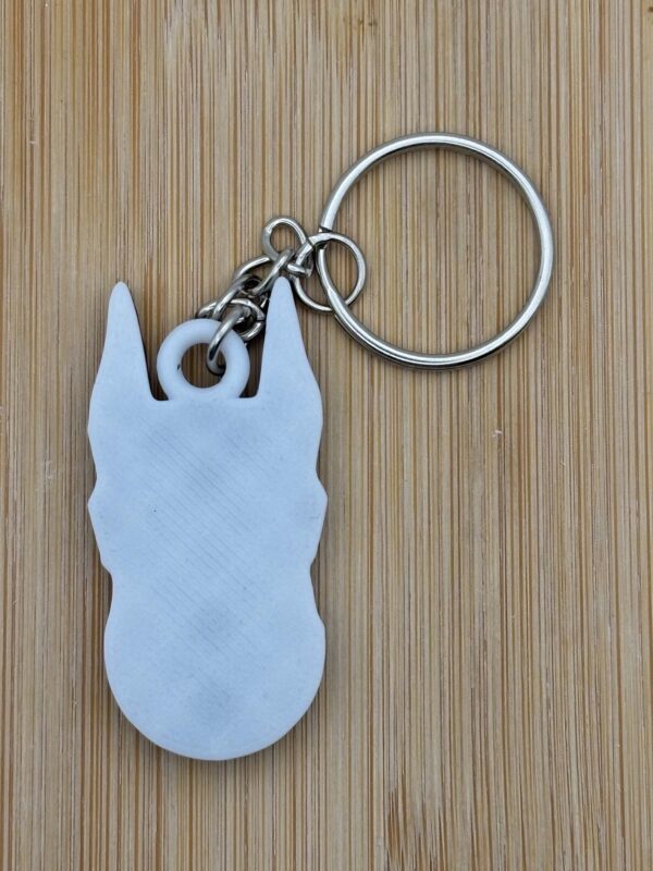 Doberman Dog Face 3D Key Ring Key Chain Black And White Plastic