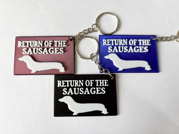 ' Return Of The Sausages ' Keyring - Blue