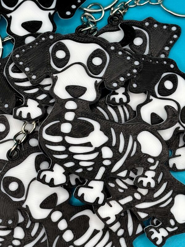 Happy Halloweiner! Sugar Skull Style Dachshund Sausage Dog Skeleton Key Ring
